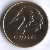 Монета 2 гроша. 1992 год, Польша.