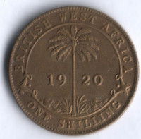 Монета 1 шиллинг. 1920(KN) год, Британская Западная Африка.
