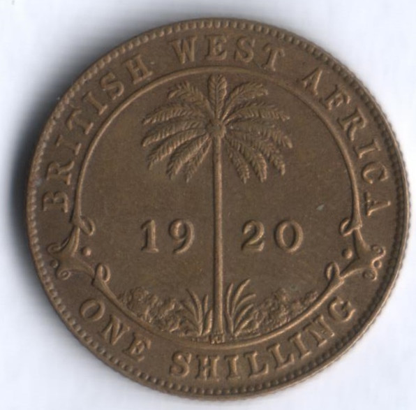 Монета 1 шиллинг. 1920(KN) год, Британская Западная Африка.