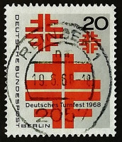 Почтовая марка. "Фестиваль гимнастики в Германии, Берлин". 1968 год, Западный Берлин.
