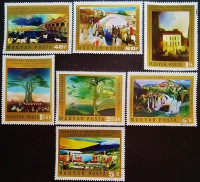 Набор почтовых марок (7 шт.). "Картины Тивадара Чонтвари Коштки". 1973 год, Венгрия.