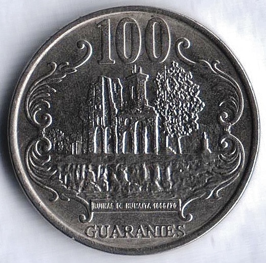 Монета 100 гуарани. 2018 год, Парагвай.