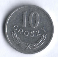 Монета 10 грошей. 1971 год, Польша.