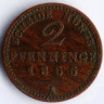 Монета 2 пфеннига. 1866(А) год, Пруссия.