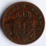 Монета 2 пфеннига. 1866(А) год, Пруссия.