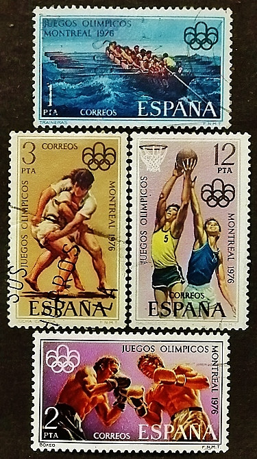 Набор почтовых марок (4 шт.). "Летние Олимпийские игры - Монреаль`1976". 1976 год, Испания.