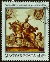 Почтовая марка. "Габор Бетлен на коне". 1980 год, Венгрия.