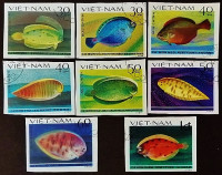 Набор почтовых марок (8 шт.). "Плоские рыбы (II)". 1982 год, Вьетнам.