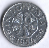 Монета 10 сен. 1954 год, Индонезия.