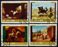 Набор марок (4 шт.). "Картины". 1968 год, Государство Оман.