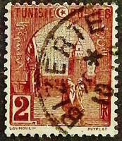 Почтовая марка (2 c.). "Деревенские мотивы". 1906 год, Тунис.