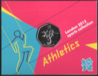 Монета 50 пенсов. 2011 год, Великобритания. Лёгкая атлетика.