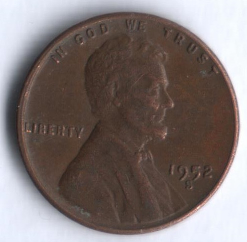 1 цент. 1952(S) год, США.