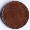 Монета 1 фартинг. 1865 год, Великобритания.