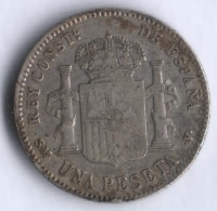 Монета 1 песета. 1900 год, Испания.