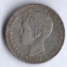 Монета 1 песета. 1900 год, Испания.