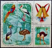Сцепка почтовых марок (5 шт.). "Рождество 1967: Птицы (I)". 1967 год, Куба. Сцепка почтовых марок (5 шт.). "Рождество 1967: Птицы (I)". 1967 год, Куба.