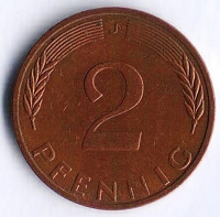 Монета 2 пфеннига. 1973(J) год, ФРГ.