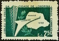 Марка почтовая. "25-летие ФК "Лондрина"". 1959 год, Бразилия.