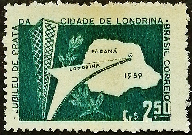 Марка почтовая. "25-летие ФК "Лондрина"". 1959 год, Бразилия.