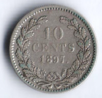 Монета 10 центов. 1897 год, Нидерланды.