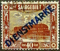 Почтовая марка. "Фабрика гончарных изделий, Меттлах ("DIENSTMARKE")". 1922 год, Саар.