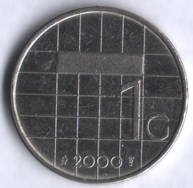Монета 1 гульден. 2000 год, Нидерланды.