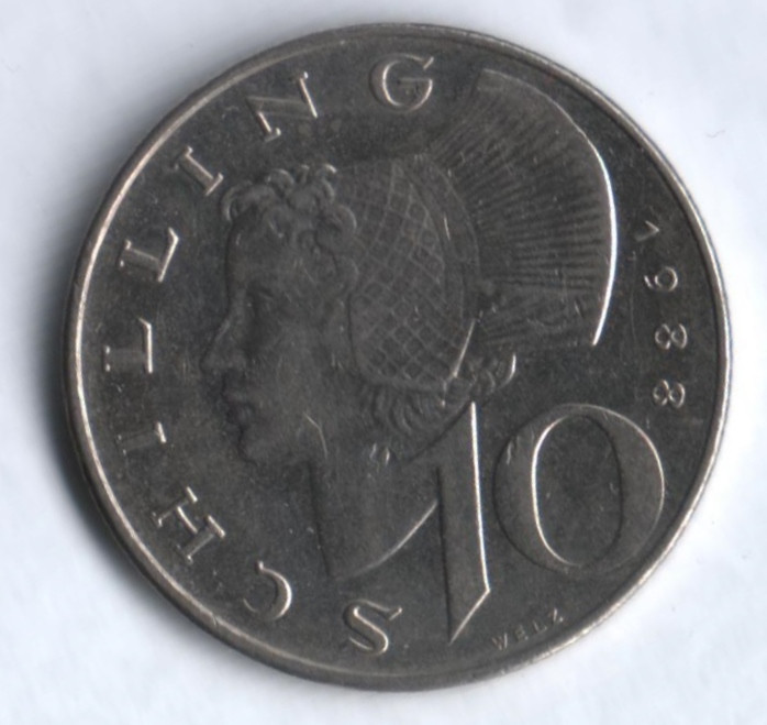 Монета 10 шиллингов. 1988 год, Австрия.