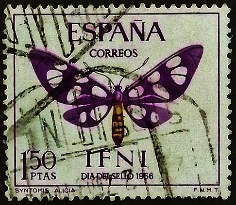 Почтовая марка (1,5 ps.). "День почтовой марки". 1966 год, Ифни.