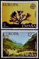 Набор марок (2 шт.). "Европа (C.E.P.T.) - Пейзажи". 1977 год, Испания.