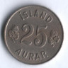 Монета 25 эйре. 1957 год, Исландия.