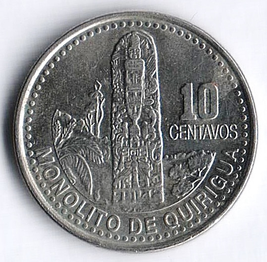 Монета 10 сентаво. 2006 год, Гватемала.