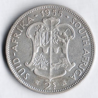 Монета 2 шиллинга. 1955 год, Южная Африка.