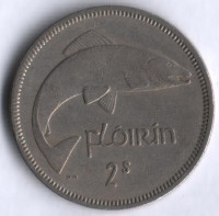 Монета 2 шиллинга (1 флорин). 1963 год, Ирландия.