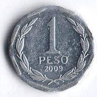 Монета 1 песо. 2009 год, Чили.