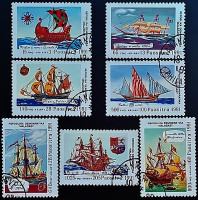 Набор почтовых марок (7 шт.). "Открытие Америки". 1991 год, Мадагаскар.