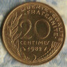 Монета 20 сантимов. 1982 год, Франция.