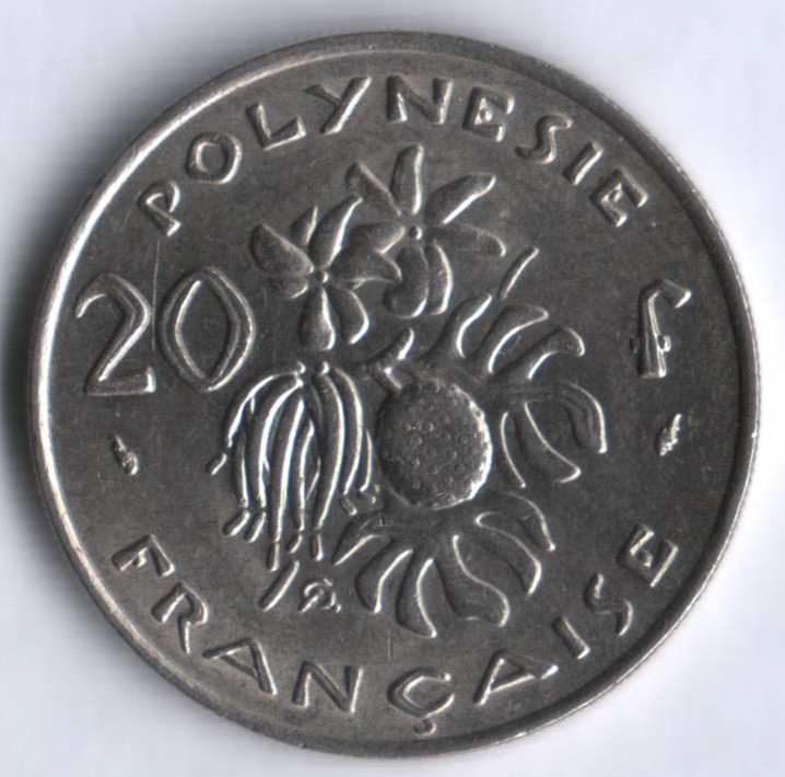20 франков. 1975 год, Французская Полинезия.