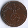 Монета 1 рейхспфенниг. 1938 год (J), Третий Рейх.
