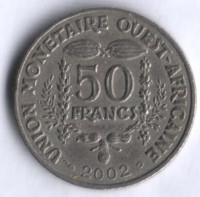 Монета 50 франков. 2002 год, Западно-Африканские Штаты.
