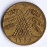 Монета 10 рейхспфеннигов. 1929 год (J), Веймарская республика.