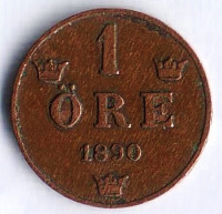 Монета 1 эре. 1890 год, Швеция.