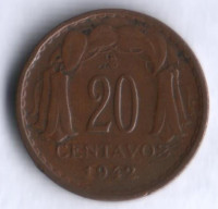 20 сентаво. 1942 год, Чили.