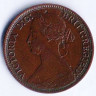 Монета 1 фартинг. 1872 год, Великобритания.