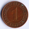 Монета 1 рейхспфенниг. 1934 год (E), Веймарская республика.