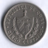 Монета 5 сентаво. 1961 год, Куба.