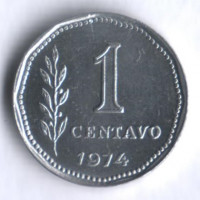 Монета 1 сентаво. 1974 год, Аргентина.