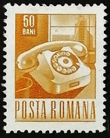 Марка почтовая. "Телефон". 1968 год, Румыния.