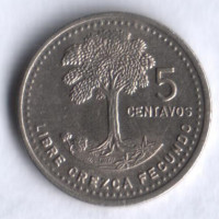 Монета 5 сентаво. 1986 год, Гватемала.