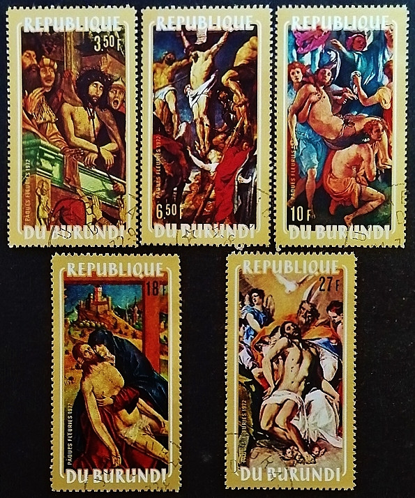 Набор почтовых марок (5 шт.). "Пасха". 1972 год, Бурунди.